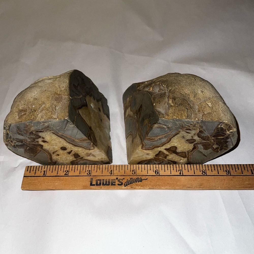 Vintage Set Large Septarian Stone Natural Bookend Decor Dragons Egg RARE FIND - Picture 14 of 14